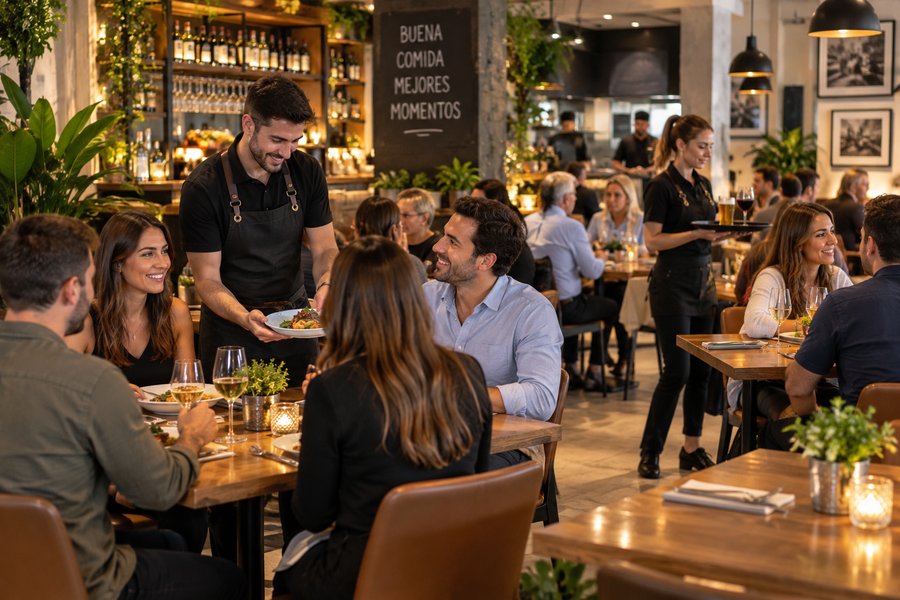 Restaurante lleno gestionado con el plan Pro