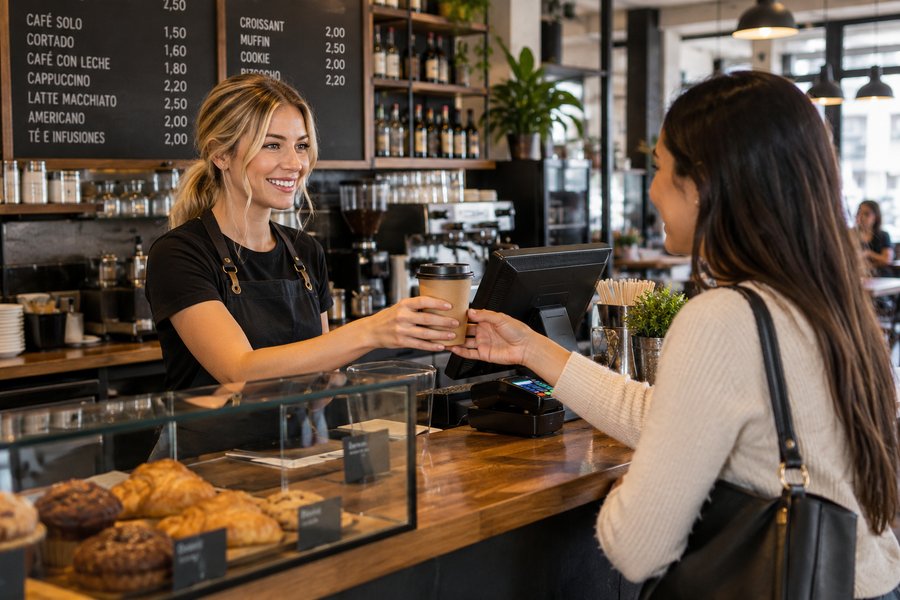 Cafetería cobrando con el plan Starter de RapidPay
